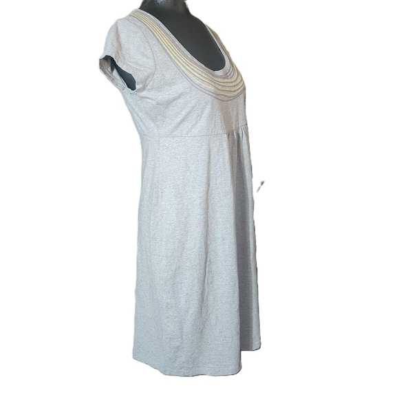 Boden Womens Grey Embroidered Scoop Neck Short Sleeve Pencil Dress Size 8 - Picture 3 of 9